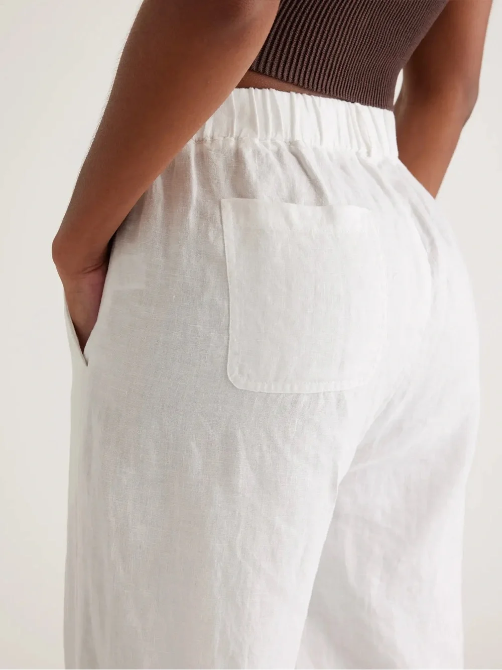 Quince Women’s 100% European Linen Pants, White, Large, Coastal Lightweight Chic